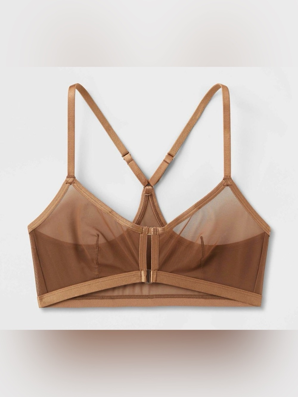 Size XXL NEW Auden sheer brown unlined racer back bralette.